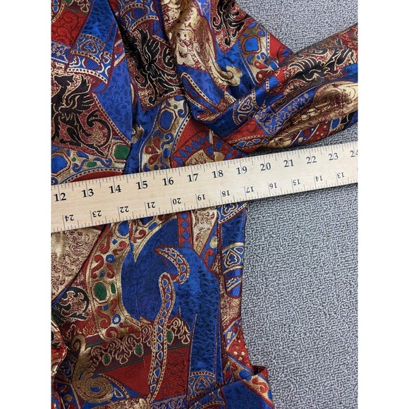 Vintage Nina Ricci Blazer 38 Blue Gold Red Ornate Brocade Griffin Haute Boutique - Picture 9 of 13